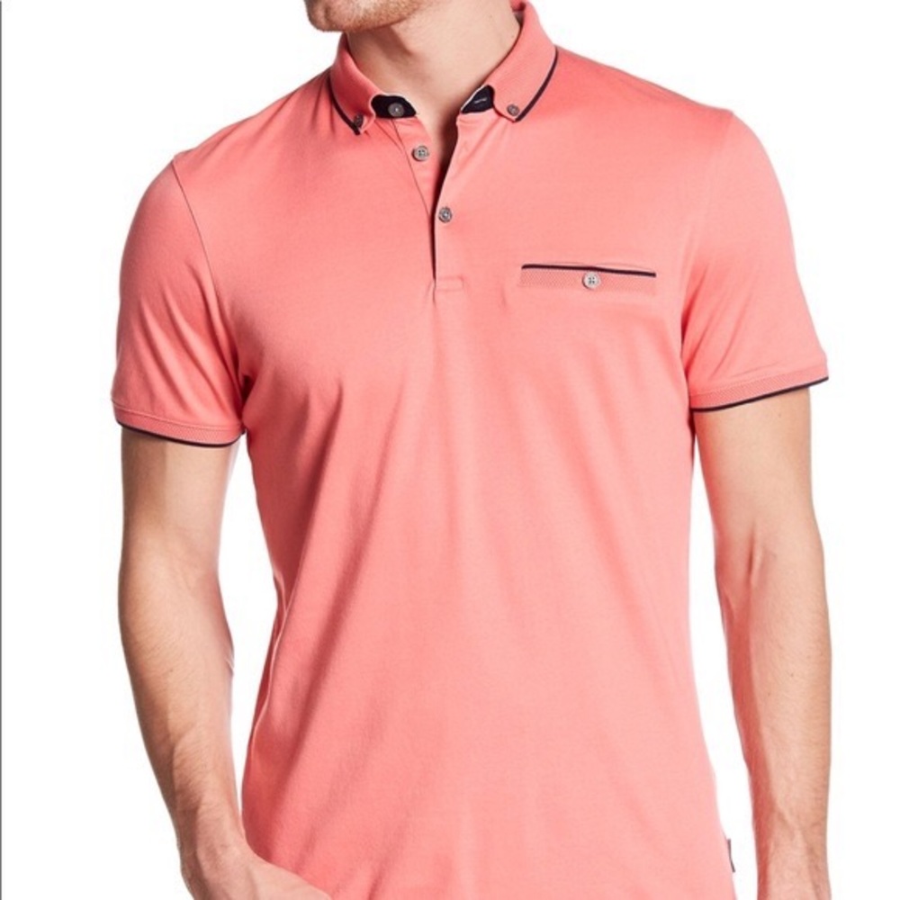 NWT Ted Baker Kozani Coral Pink Polo Shirt
